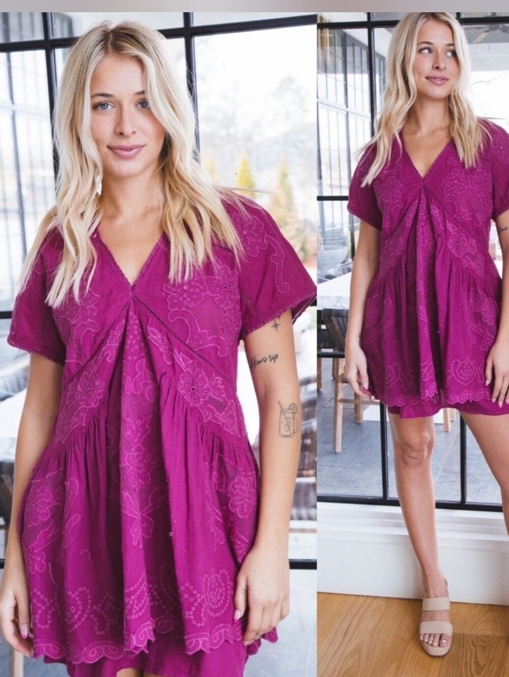 Free People Serenity Embroidered Cotton Minidress Size Small